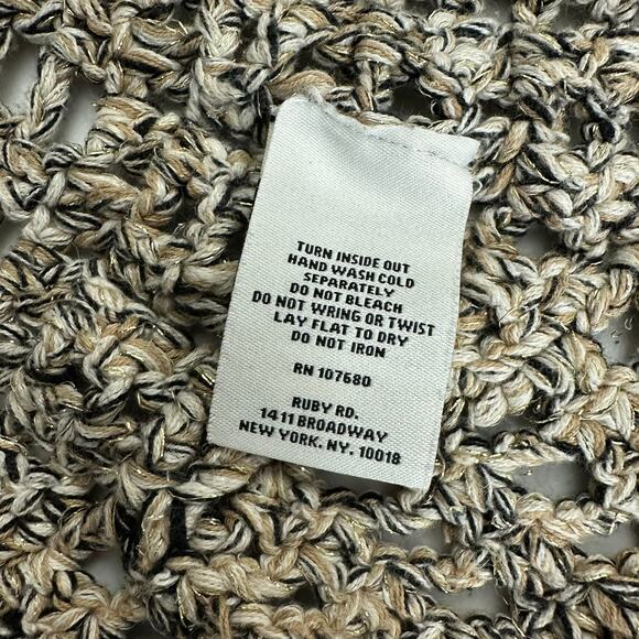 Ruby Rd Womens Crocheted Open Front Cardigan Size L Beige Boxy Boho Heavy Chunky - Picture 4 of 7